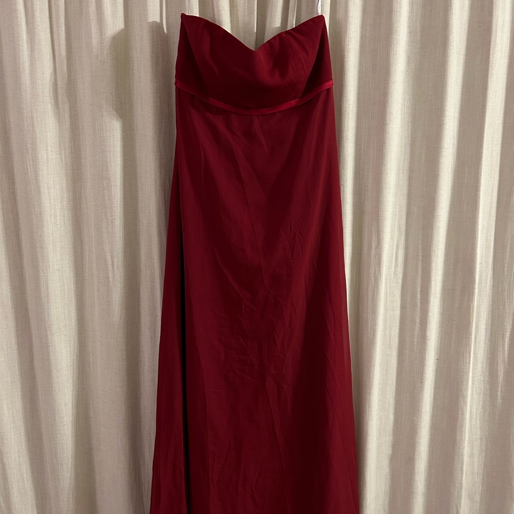 Cranberry full length strapless evening dress
